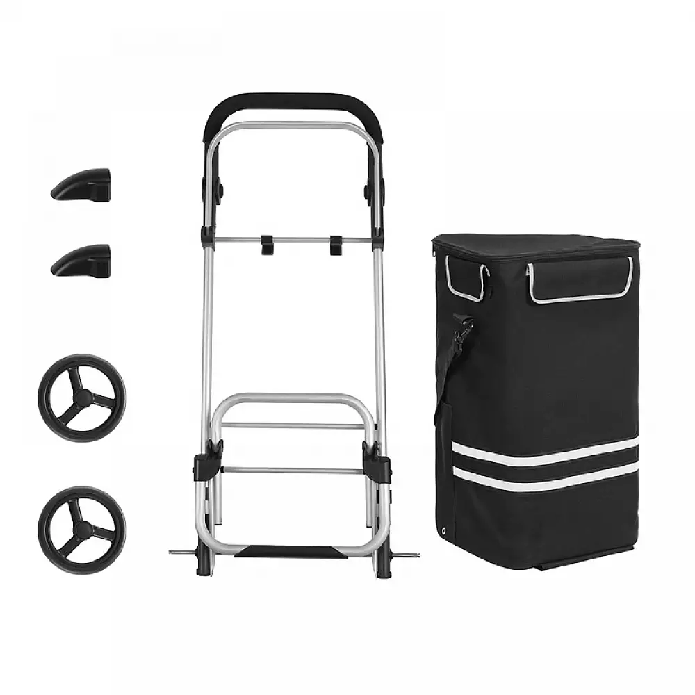 Υφασμάτινο Πτυσσόμενο Καρότσι Λαϊκής 44 x 27 x 100 cm Χρώματος Μαύρο Songmics KST03BK