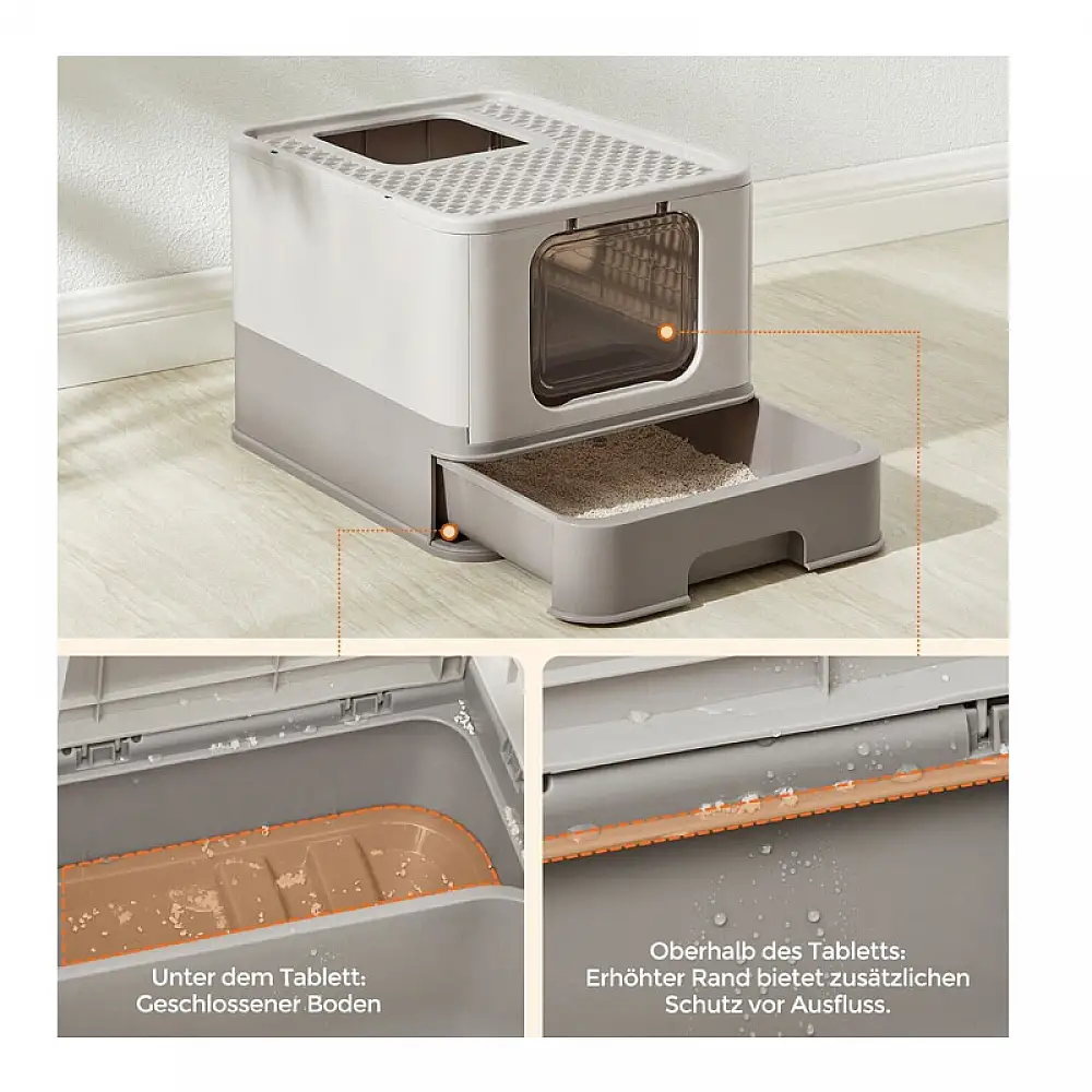 Φορητή Κλειστή Τουαλέτα Γάτας 54.3 x 42.5 x 37.8 cm Χρώματος Taupe PPT001G01 Feandrea