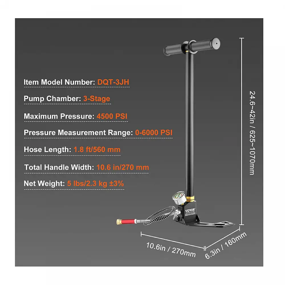 Τρόμπα Δαπέδου / Χειρός PCP για Πιστόλι Αέρα 3 Σταδίων 4500 PSI VEVOR QQCQBXK0000000001V0