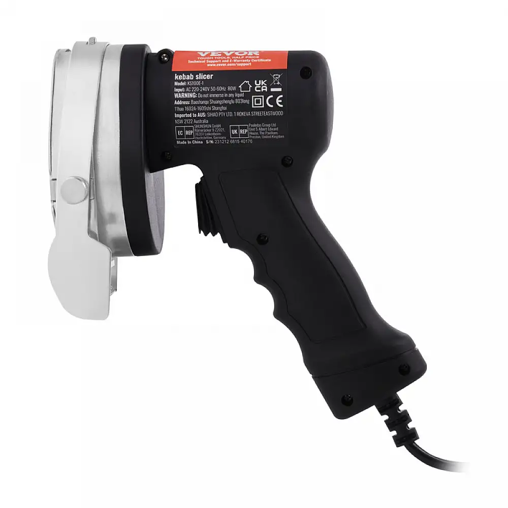 Ηλεκτρικό Μαχαίρι Κοπής Γύρου 100 mm 80 W με 2 Λεπίδες VEVOR TEQKRD80WYBDC31TVV2