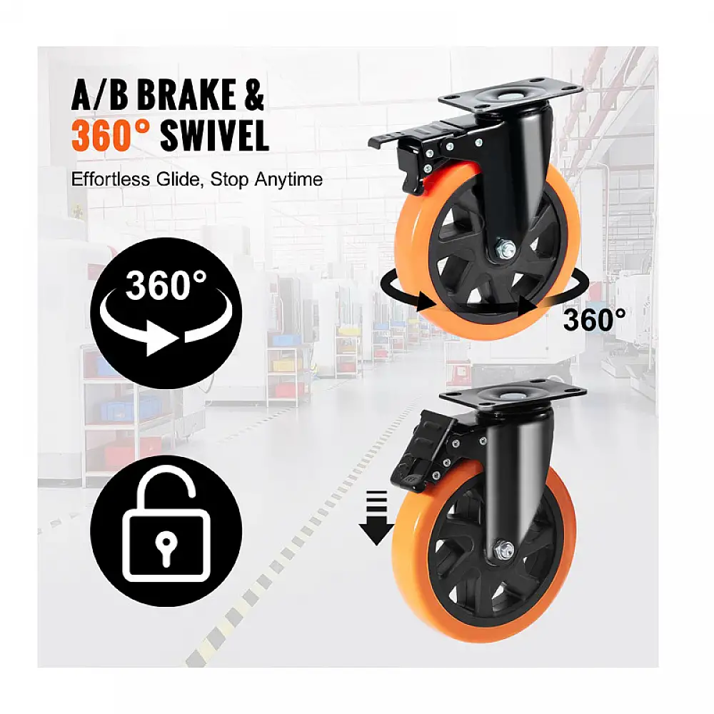 Σετ Περιστρεφόμενα Ροδάκια Βαρέως Τύπου για Έπιπλα 1272 Kg 4 τμχ VEVOR PBJLCSJAZ4J56BOYXV0