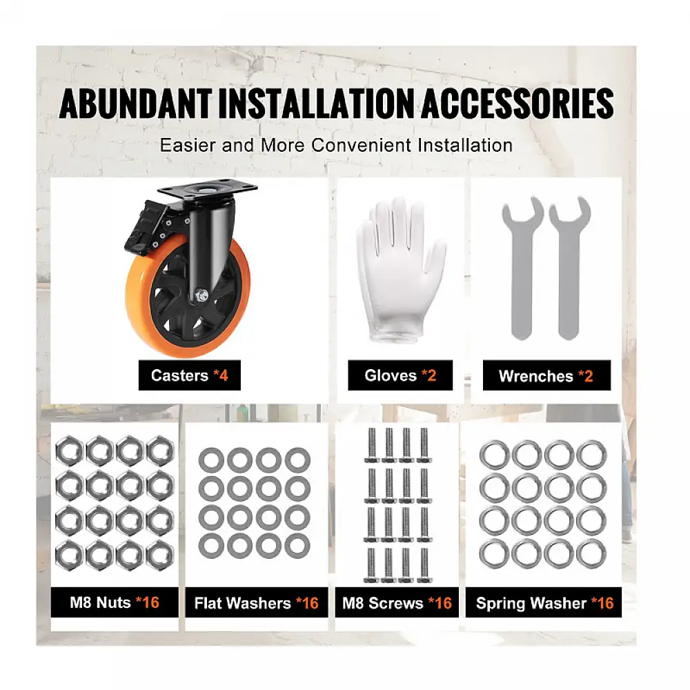 Σετ Περιστρεφόμενα Ροδάκια Βαρέως Τύπου για Έπιπλα 1272 Kg 4 τμχ VEVOR PBJLCSJAZ4J56BOYXV0