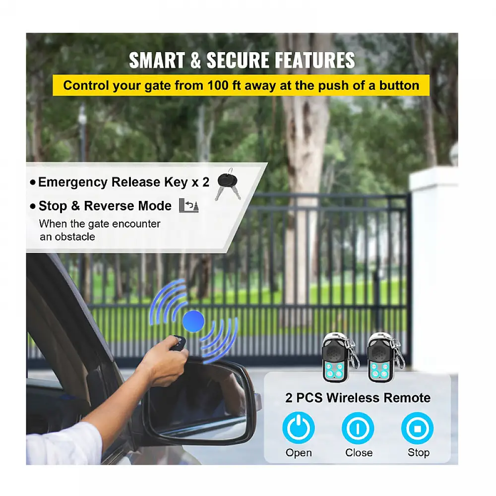 Αυτόματο Μοτέρ Συρόμενης Γκαραζόπορτας έως 600 Kg με 2 Τηλεχειριστήρια VEVOR PYLLJ000000000001V2