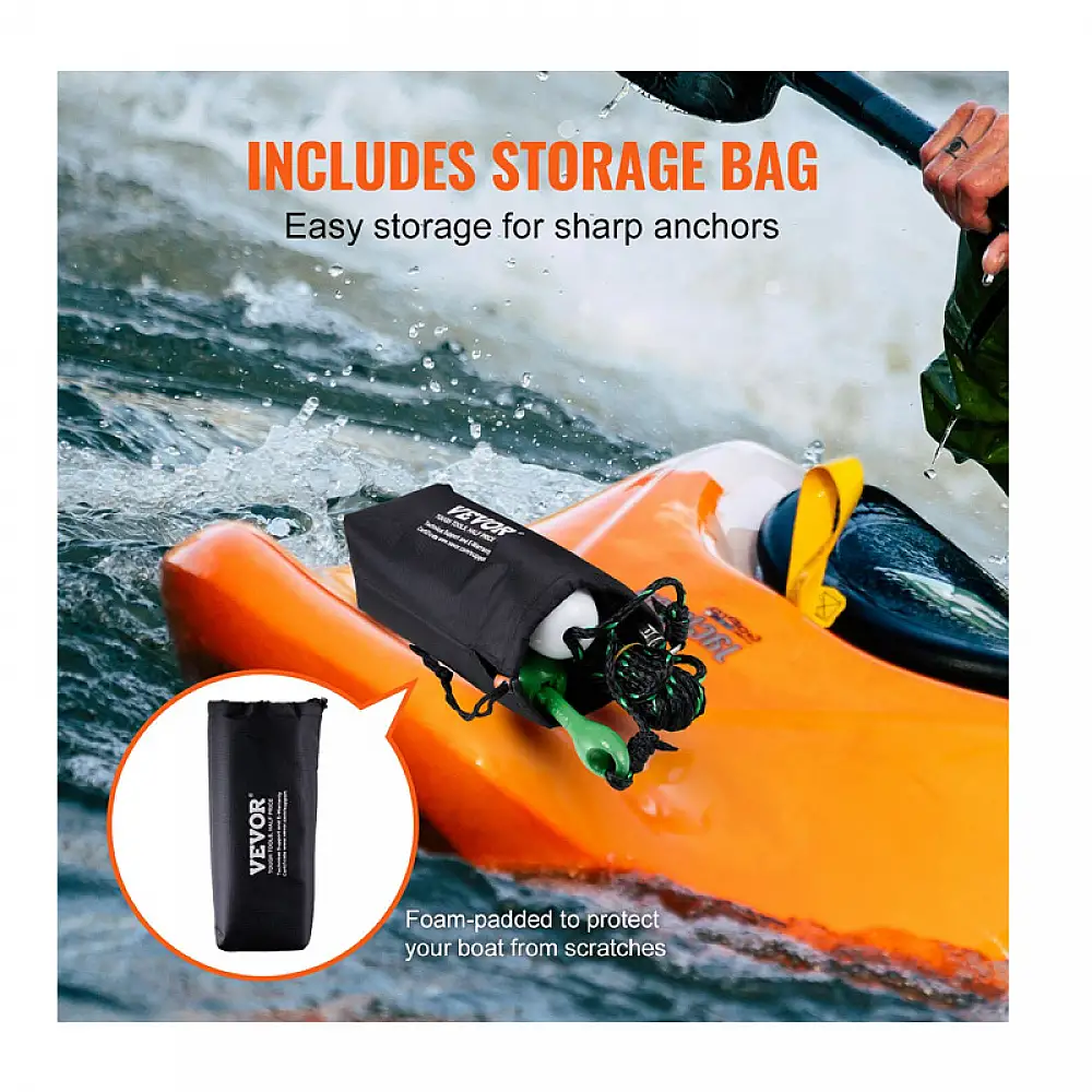 Πτυσσόμενη Άγκυρα για Κανό Καγιάκ από Χυτοσίδηρο 1.5 Kg με Σχοινί και Σημαδούρα VEVOR PHTMYJTPSG35NCT7KV0