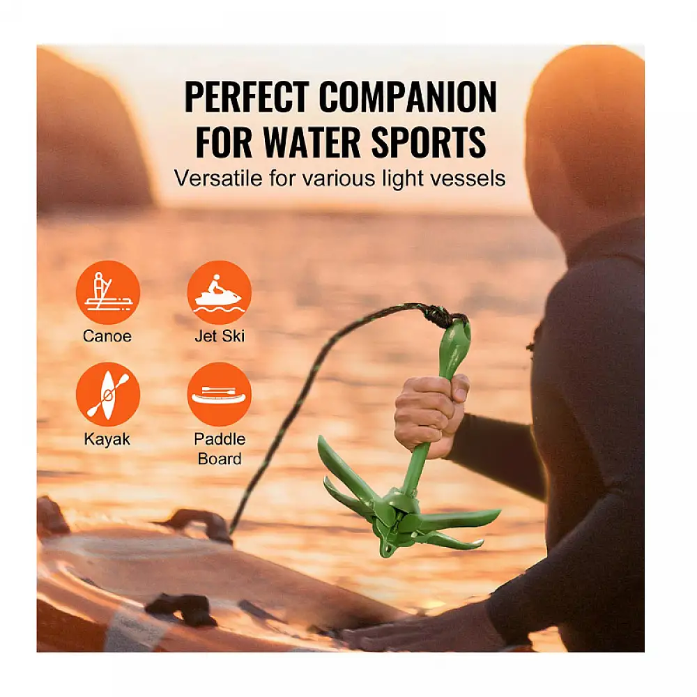 Πτυσσόμενη Άγκυρα για Κανό Καγιάκ από Χυτοσίδηρο 1.5 Kg με Σχοινί και Σημαδούρα VEVOR PHTMYJTPSG35NCT7KV0