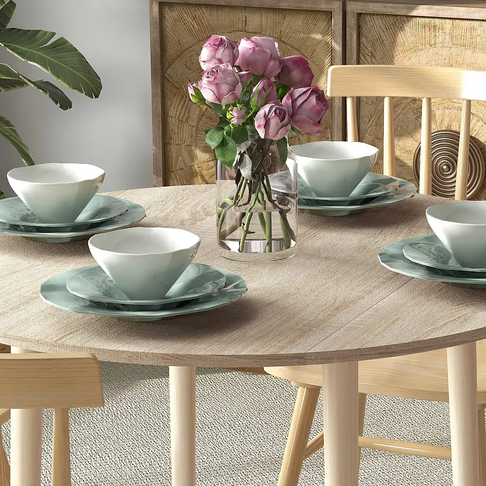 HOMCOM Μοντέρνο Πτυσσόμενο Τραπέζι κουζίνας και σαλονιού, σε μοριοσανίδα, Ø89x73,5 cm 83A-111V80AK