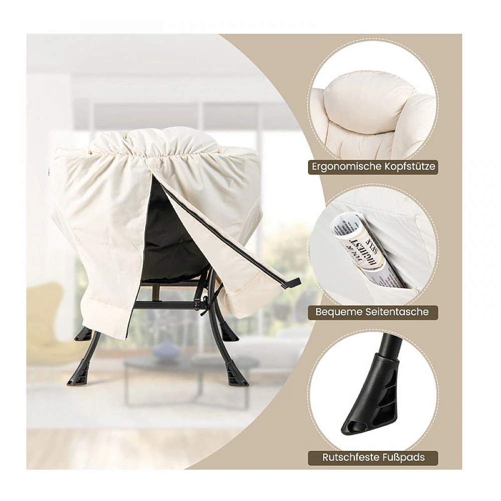 Μεταλλική Πολυθρόνα με Υποπόδιο 75 x 81 x 94.5 cm Χρώματος Μπεζ Costway NP10119BE Μεταλλική Πολυθρόνα με Υποπόδιο 75 x 81 x 94.5 cm Χρώματος Μπεζ Costway NP10119BE