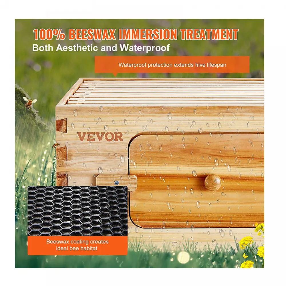 Ξύλινος Όροφος Κυψέλης με 10 Πλαίσια 503 x 414 x 245 mm VEVOR CTFXSMSHX1109SC61V0 Ξύλινος Όροφος Κυψέλης με 10 Πλαίσια 503 x 414 x 245 mm VEVOR CTFXSMSHX1109SC61V0