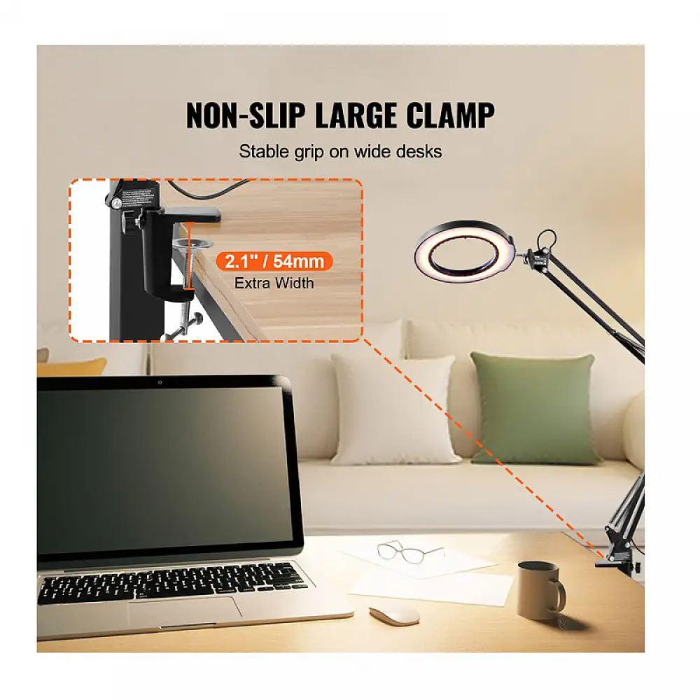 Πτυσσόμενος Μεγεθυντικός Φακός 5x με Λάμπα LED και Περιστρεφόμενο Βραχίονα 12 W VEVOR YGFDDWDZBCMAJ30LAV9