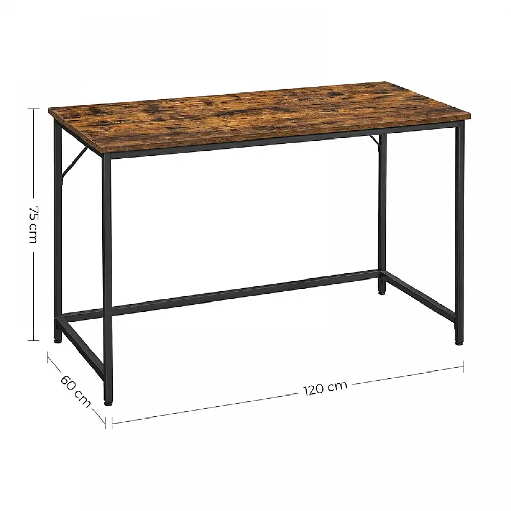 Μεταλλικό Γραφείο 120 x 60 x 75 cm Χρώματος Σκούρο Καφέ VASAGLE LWD039B01