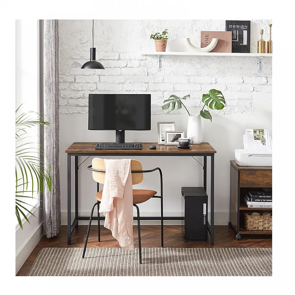 Μεταλλικό Γραφείο 120 x 60 x 75 cm Χρώματος Σκούρο Καφέ VASAGLE LWD039B01