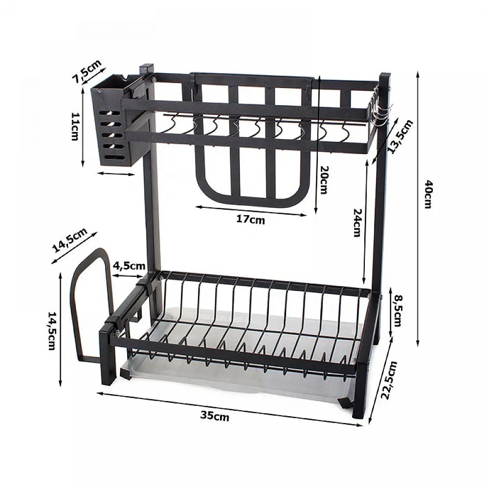 Διώροφη Μεταλλική Πιατοθήκη Στεγνωτήριο 35.5 x 22.5 x 40 cm Verk Group 5907451339466