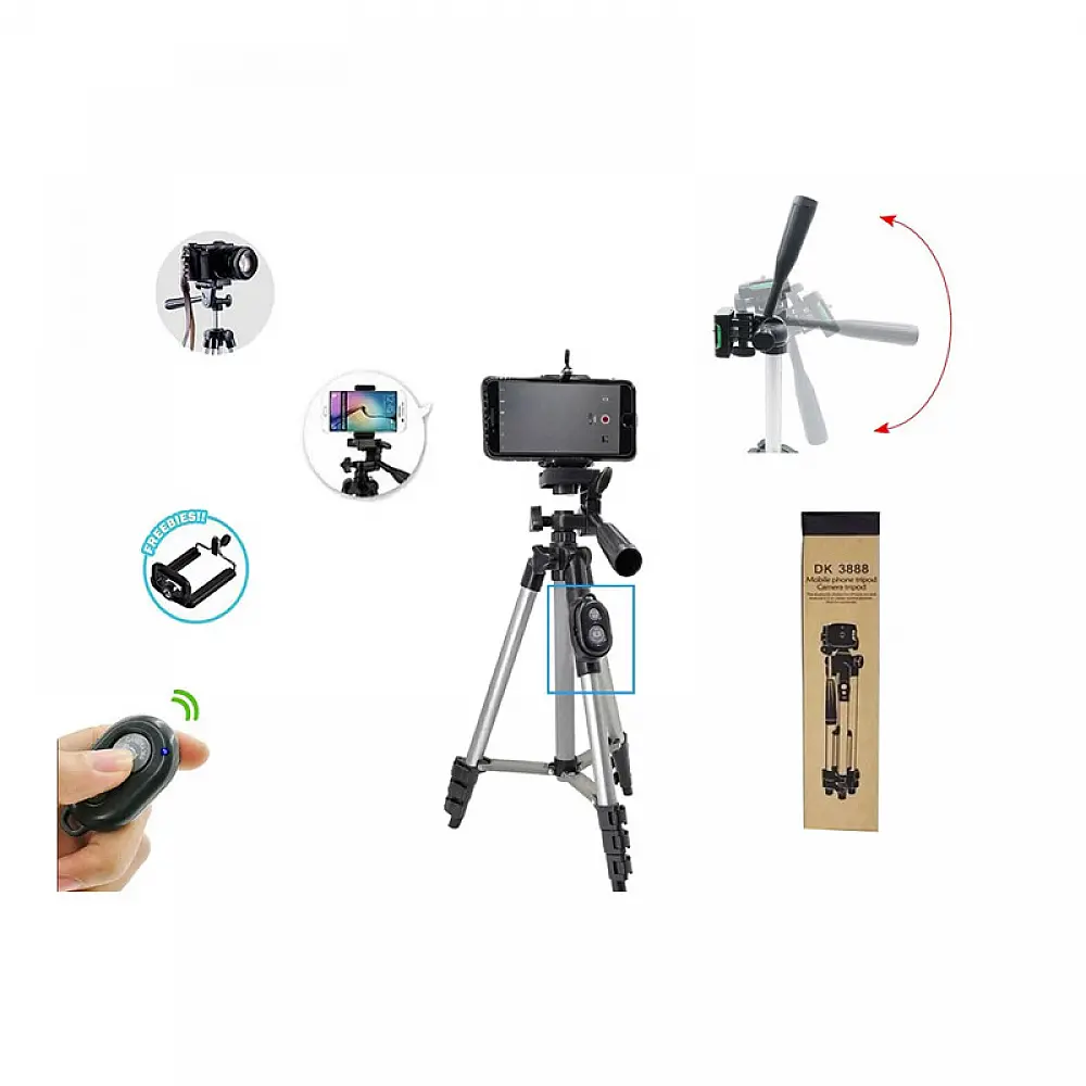Selfie Stick Τρίποδο Κινητού με Τηλεχειριστήριο Bluetooth Χρώματος Ασημί Verk Group 5907451334614