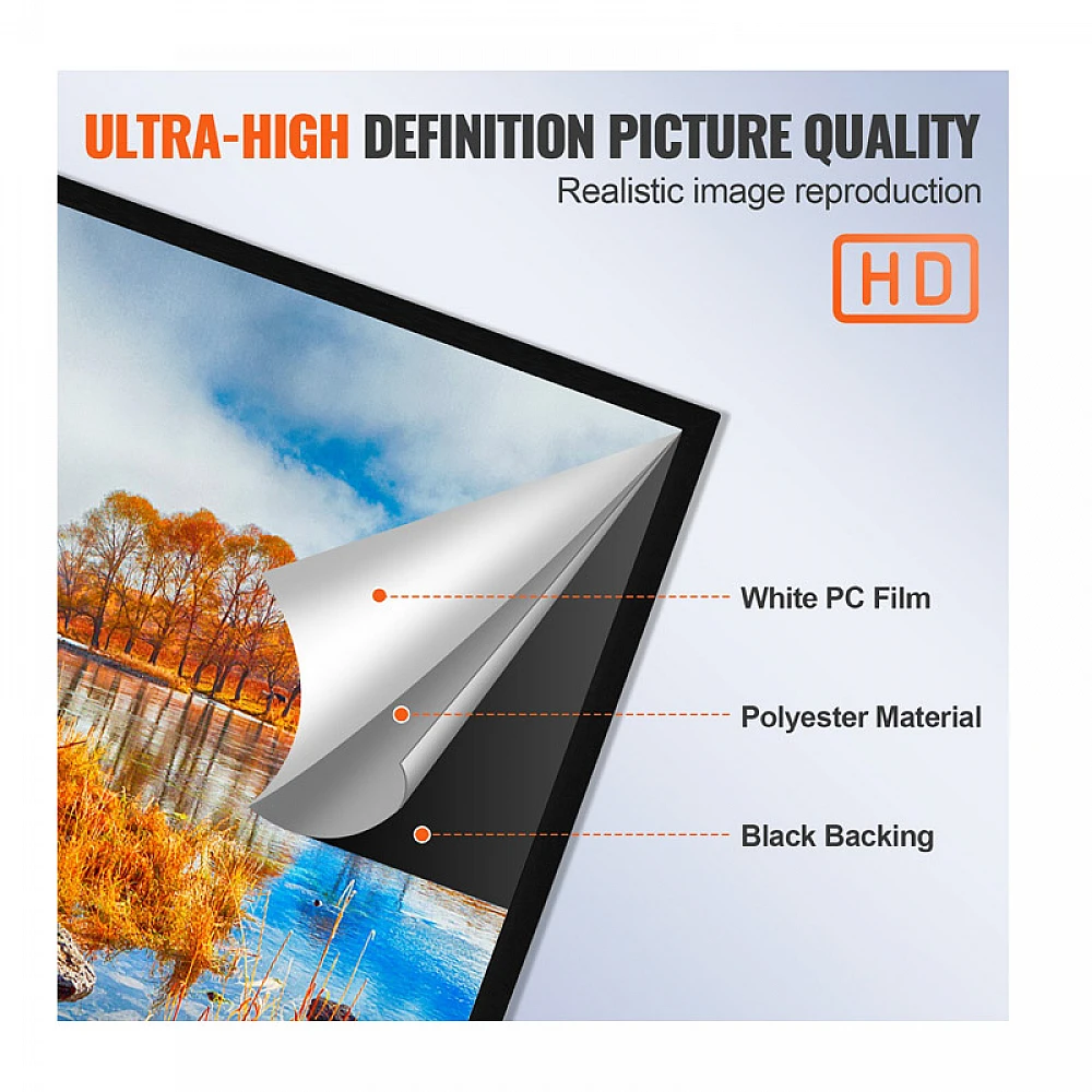 Οθόνη Προβολής Projector για Τοίχο 16:9 HD 4K 110 VEVOR TYPM110YC16-9LHJKV0