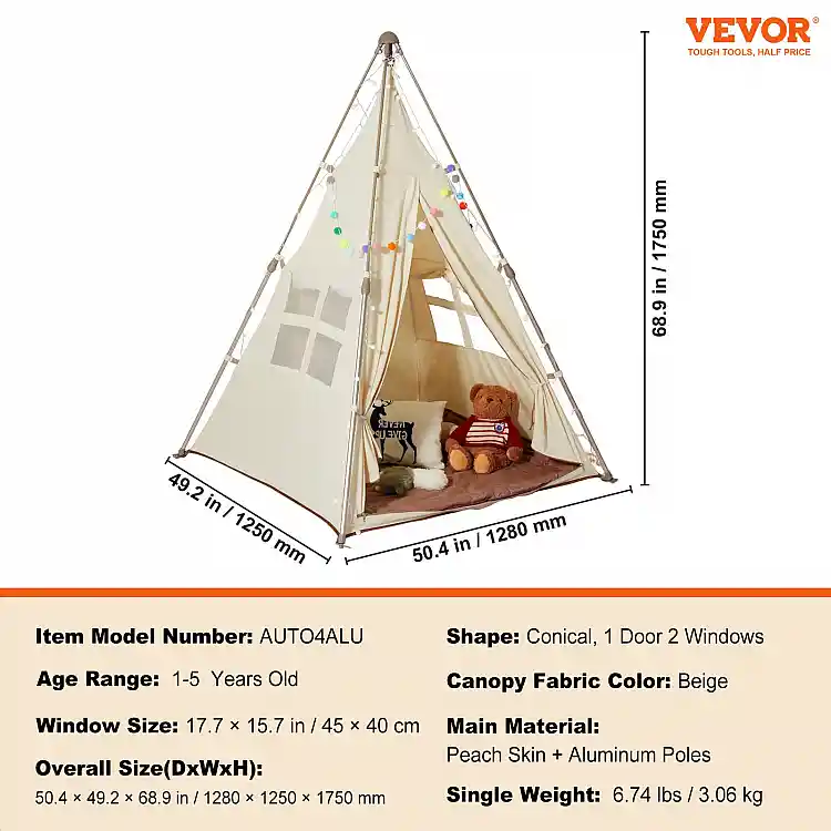 Παιδική  Σκηνή 128 x 125 x 175 cm VEVOR GJSETZPZXZDK68TA2V0