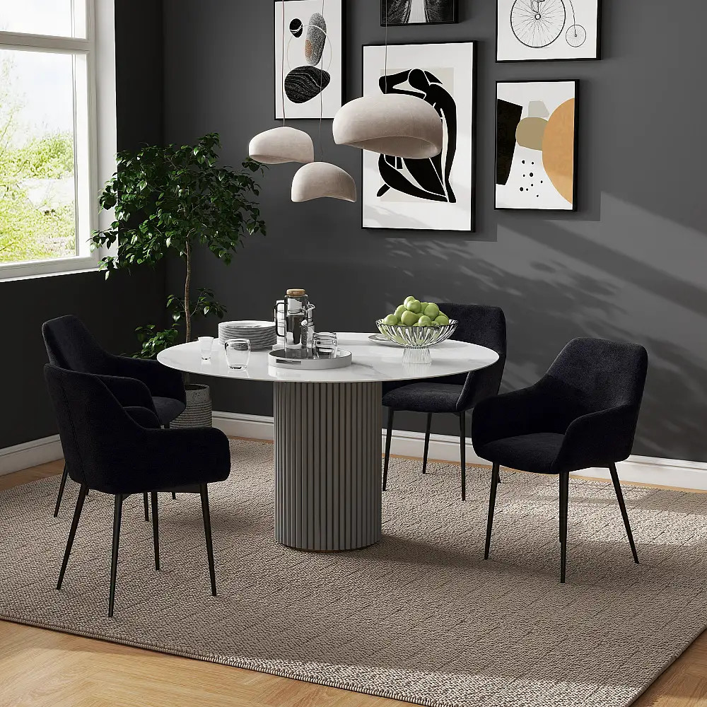 HOMCOM Σετ 2 Καρέκλες για Μοντέρνα Τραπεζαρία με Μπράτσα Καπιτονέ Κάθισμα και Ατσάλινα Πόδια 54x57x80cm Μαύρο 835-771V00BK