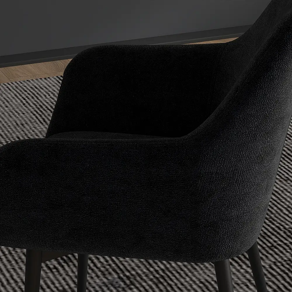 HOMCOM Σετ 2 Καρέκλες για Μοντέρνα Τραπεζαρία με Μπράτσα Καπιτονέ Κάθισμα και Ατσάλινα Πόδια 54x57x80cm Μαύρο 835-771V00BK