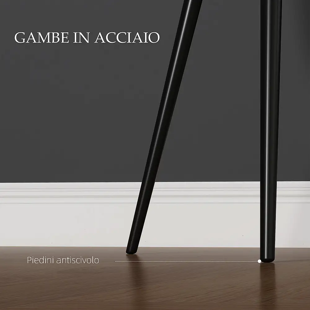 HOMCOM Σετ 2 Καρέκλες για Μοντέρνα Τραπεζαρία με Μπράτσα Καπιτονέ Κάθισμα και Ατσάλινα Πόδια 54x57x80cm Μαύρο 835-771V00BK