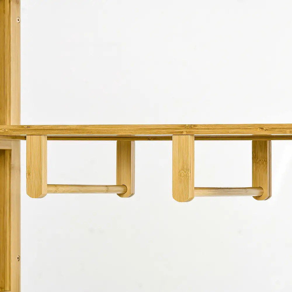 HOMCOM Ανοιχτή Ντουλάπα από Μπαμπού με 2 Συρόμενες Πόρτες Ανοιχτά Ράφια και Κρεμάστρα 145x35x165cm 831-787V00ND