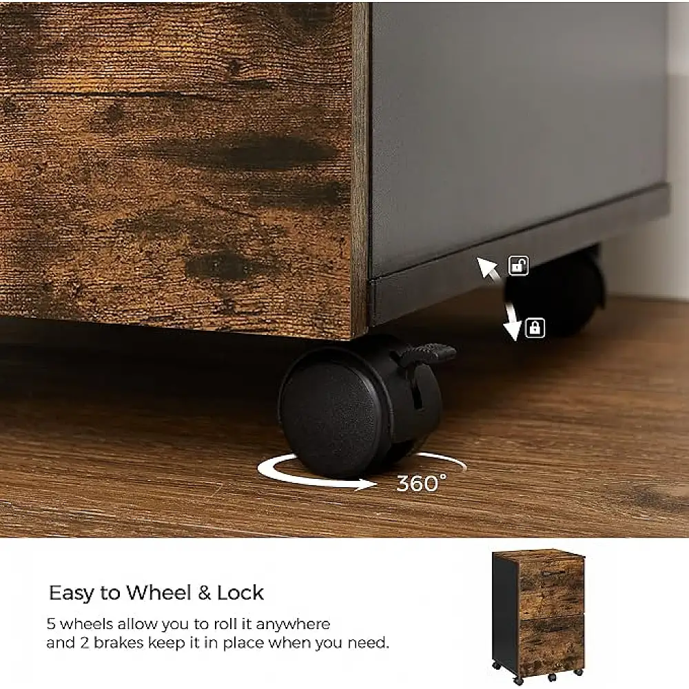 Τροχήλατη Ξύλινη Συρταριέρα Γραφείου με 2 Συρτάρια ‎40 x 42 x 70 cm VASAGLE OFC040B01