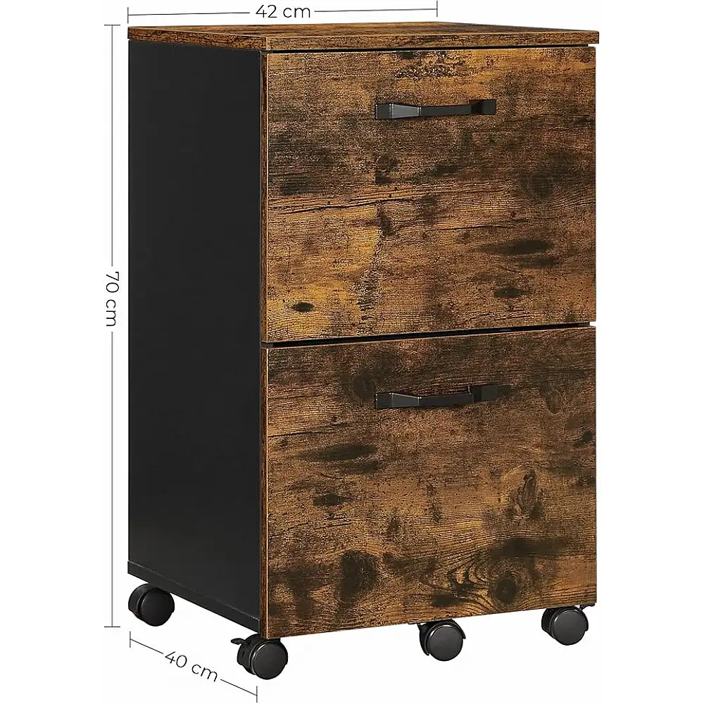 Τροχήλατη Ξύλινη Συρταριέρα Γραφείου με 2 Συρτάρια ‎40 x 42 x 70 cm VASAGLE OFC040B01
