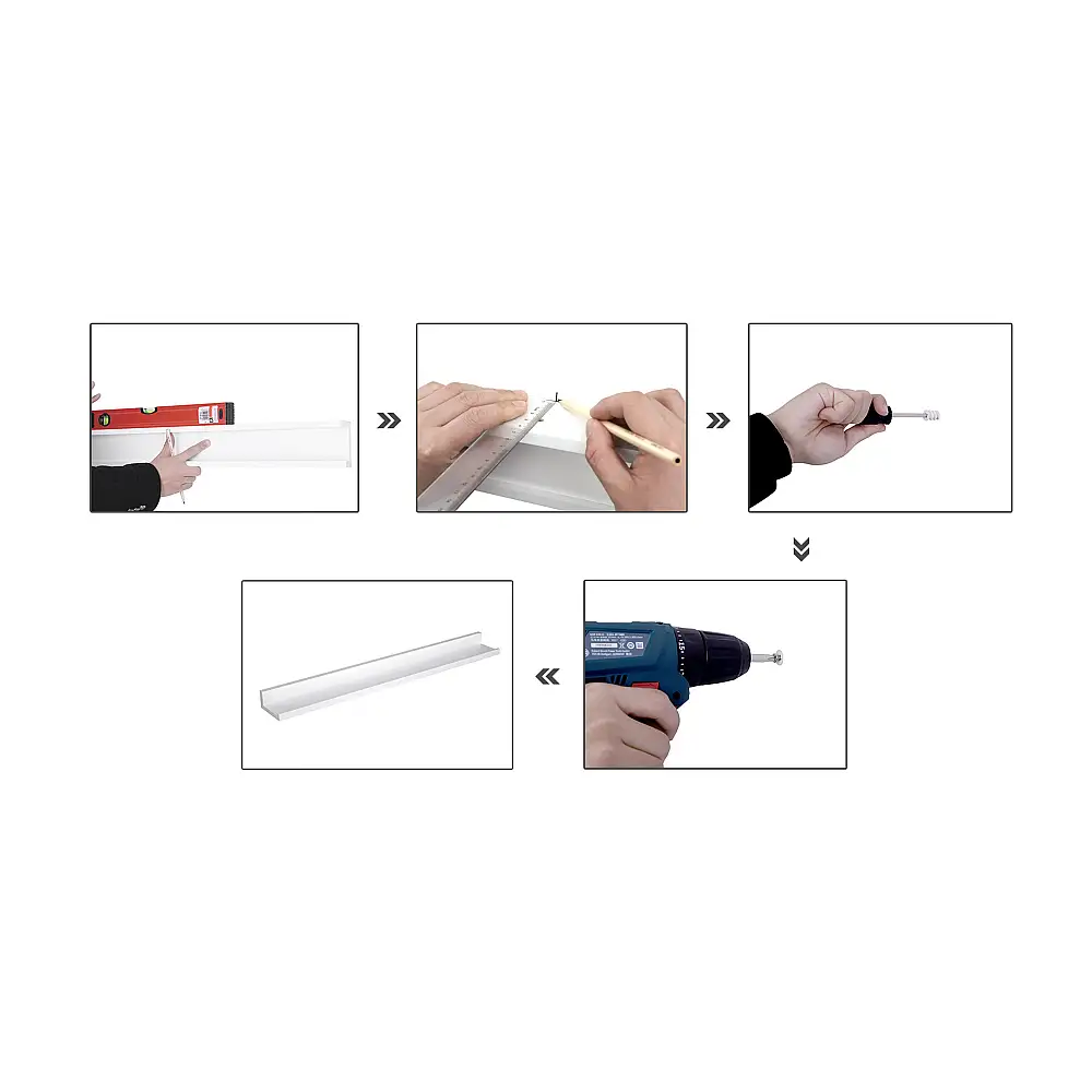 SONGMICS Σετ 2 Επιτοίχιων Ραφιών 80 x 10 cm Λευκό LWS080W01