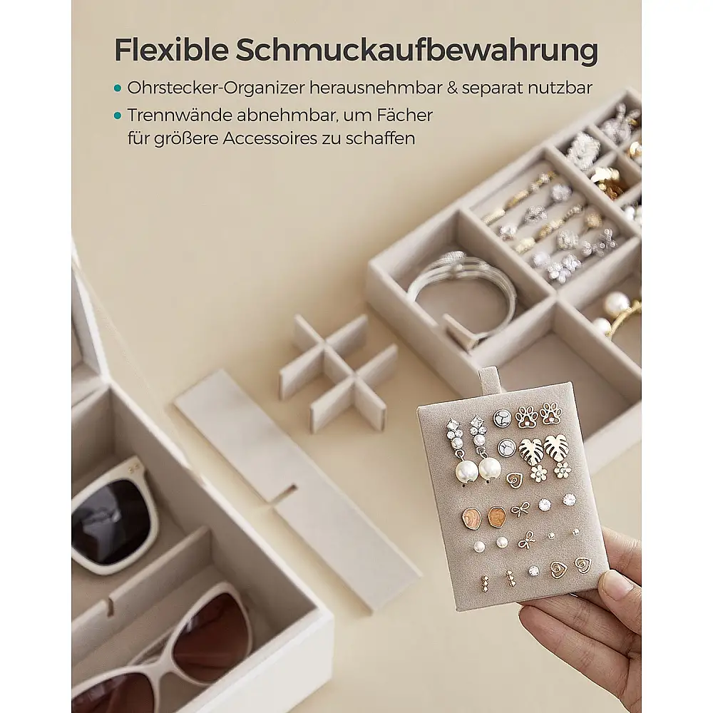 SONGMICS Κοσμηματοθήκη με Λαβή 20.5 x 24 x 11 cm Λευκό JBC165W01