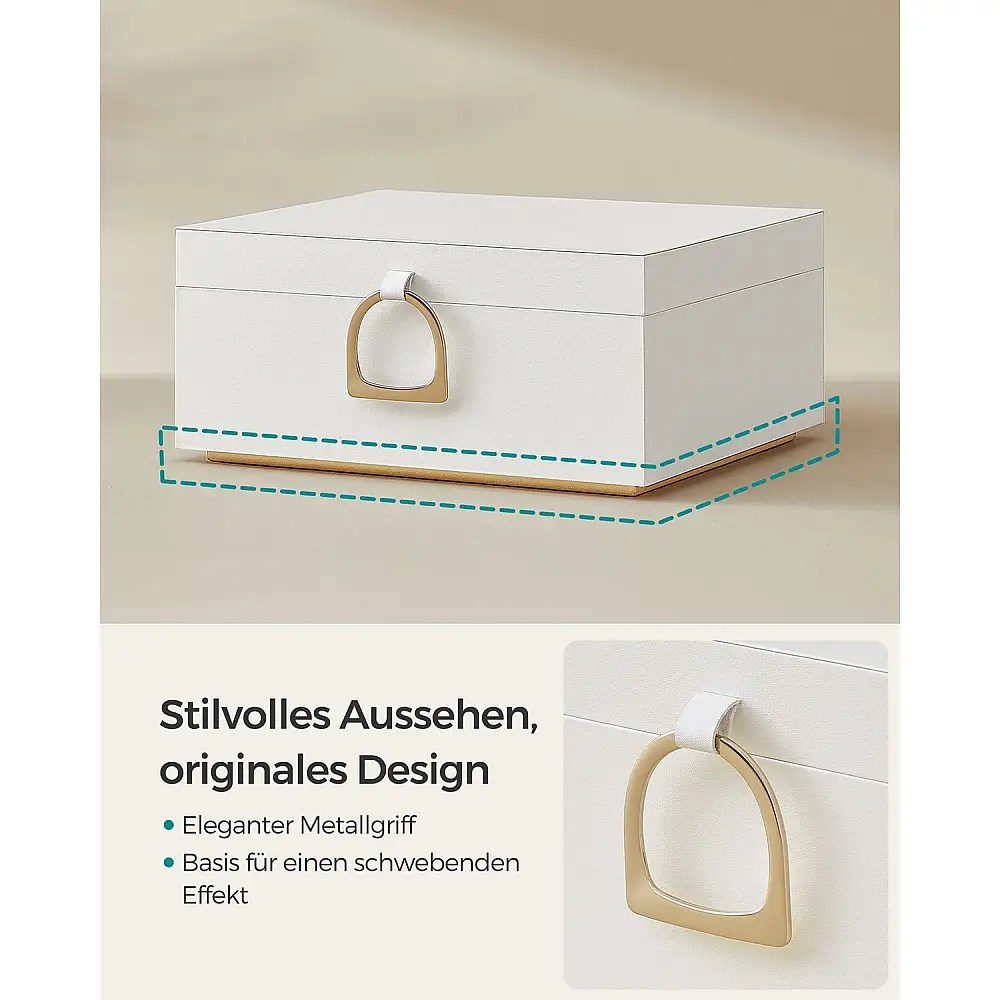 SONGMICS Κοσμηματοθήκη με Λαβή 20.5 x 24 x 11 cm Λευκό JBC165W01