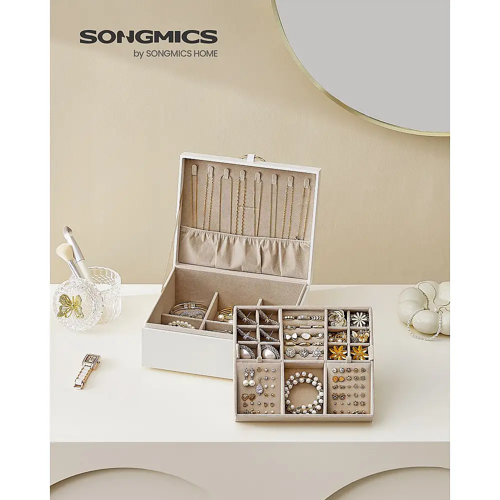 SONGMICS Κοσμηματοθήκη με Λαβή 20.5 x 24 x 11 cm Λευκό JBC165W01