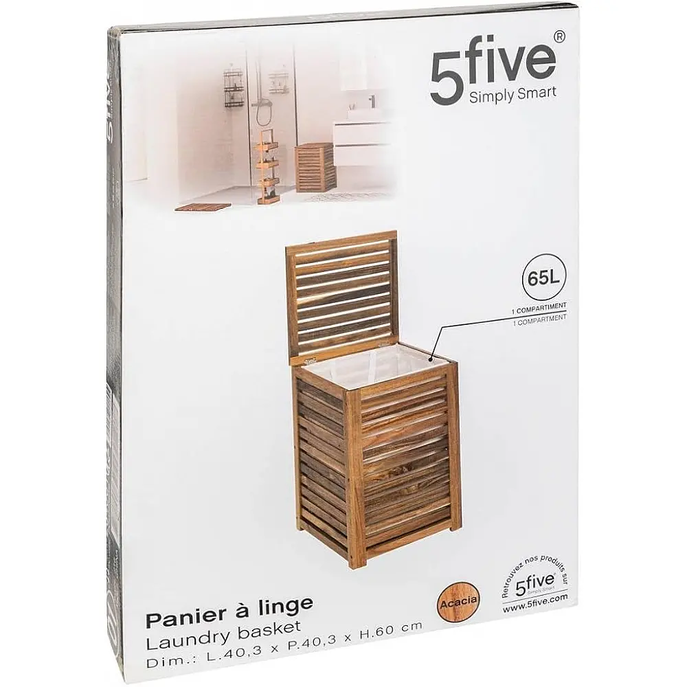 5Five Simply Smart Καλάθι για άπλυτα "Blackacia" 65l από Ακάκια 40,3x40,3x60 εκ 204901 5Five Simply Smart Καλάθι για άπλυτα "Blackacia" 65l από Ακάκια 40,3x40,3x60 εκ 204901