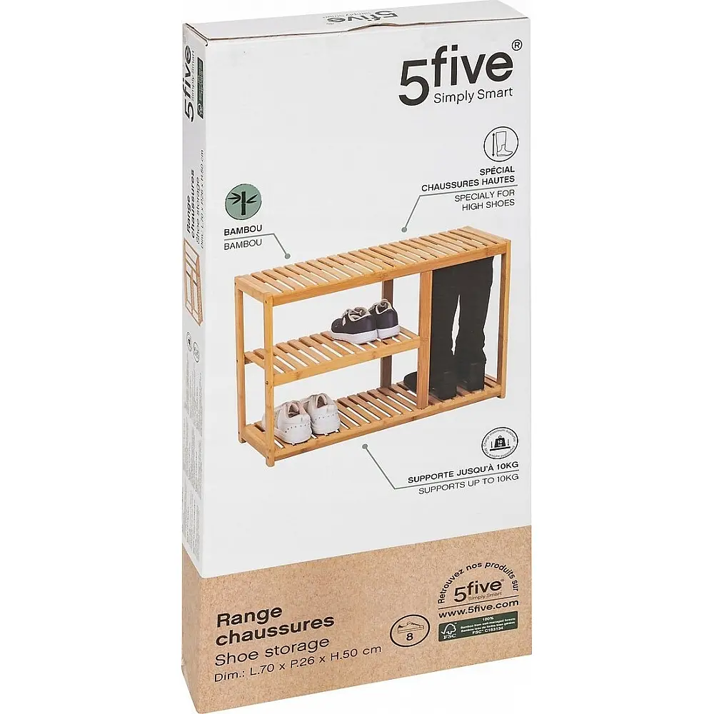 5Five Simply Smart Πάγκος Παπουτσοθήκη με Ράφι 70x26 x50 εκ. από Μπαμπού 203103 5Five Simply Smart Πάγκος Παπουτσοθήκη με Ράφι 70x26 x50 εκ. από Μπαμπού 203103