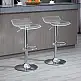 HOMCOM  Σετ 2 Σκαμπό Μπαρ με Ρυθμιζόμενο Ύψος, Περιστρεφόμενο Κάθισμα και Υποπόδιο, Μέταλλο και Ακρυλικό, Διαφανές  835-622