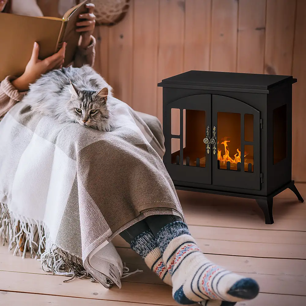 HOMCOM Τζάκι Βιοαιθανόλης από Ανοξείδωτο Ατσάλι με Καυστήρα 0.9L για 3 Ώρες Διάρκειας, 55x31x55cm, Μαύρο  820-361V00BK