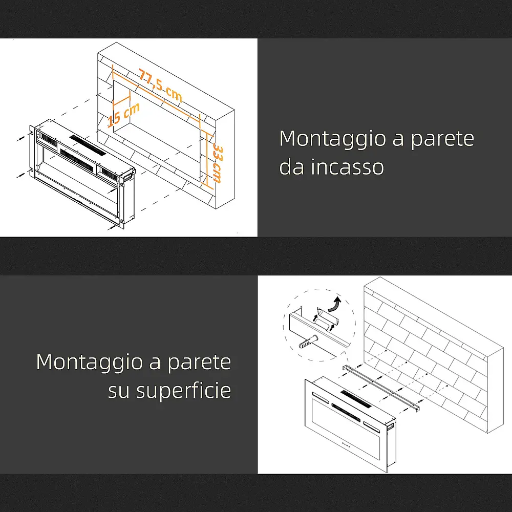 HOMCOM  Εντοιχισμένο τζάκι βιοαιθανόλης από ανοξείδωτο ατσάλι, 2 καυστήρες χωρητικότητας 0,85L για διάρκεια 3 ωρών, 90x15x40cm, μαύρο.  820-388V00BK