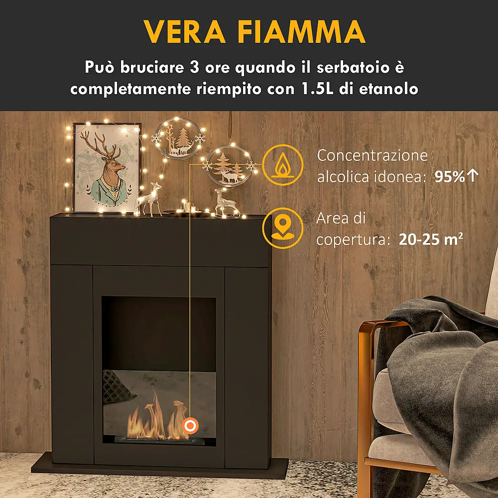 HOMCOM Τζάκι βιοαιθανόλης δαπέδου με καυστήρα 0.9L, διάρκεια 3 ώρες, θερμαινόμενη περιοχή 20-25 m², 73x20x75cm, μαύρο. 820-379V00BK HOMCOM Τζάκι βιοαιθανόλης δαπέδου με καυστήρα 0.9L, διάρκεια 3 ώρες, θερμαινόμενη περιοχή 20-25 m², 73x20x75cm, μαύρο. 820-379V00BK