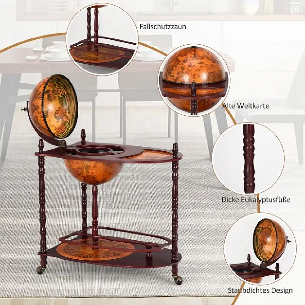 Ξύλινο Μπαρ Υδρόγειος - Κάβα για Κρασιά COSTWAY   HW51940