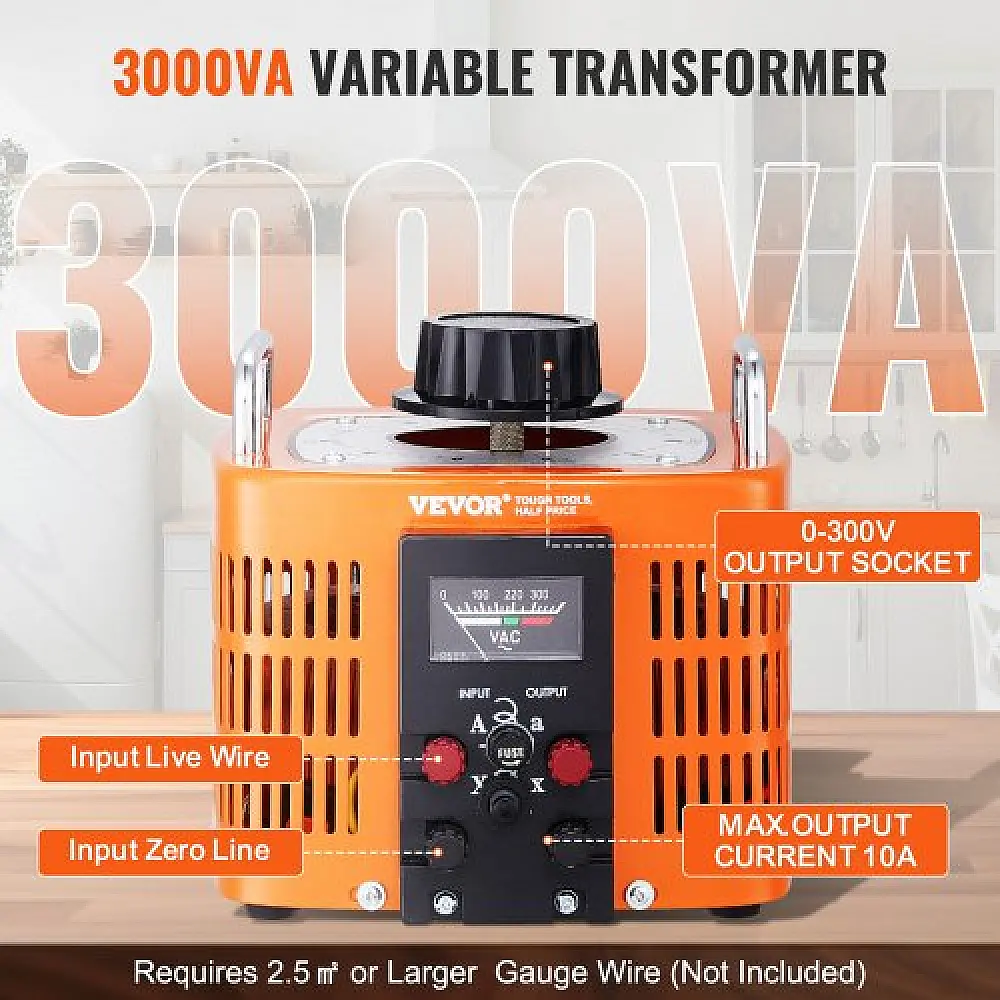 VEVOR Μετασχηματιστής Ρυθμιστής Τάσης 3000VA 10A 0-300V AC KBBYQZZBS300V4UUVV7 VEVOR Μετασχηματιστής Ρυθμιστής Τάσης 3000VA 10A 0-300V AC KBBYQZZBS300V4UUVV7