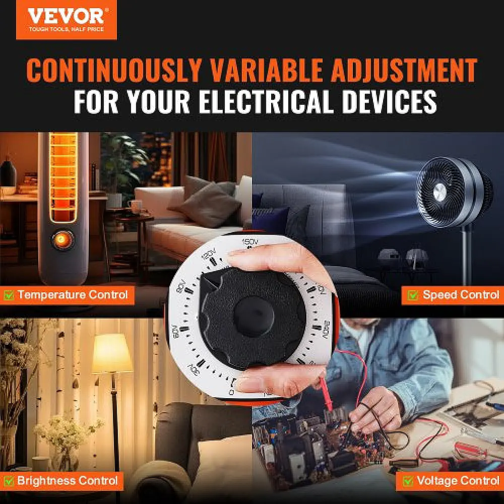 VEVOR  Μετασχηματιστής Ρυθμιστής Τάσης 500VA 1.7A 0-300V AC KBBYQZZBS500JTXI3V7