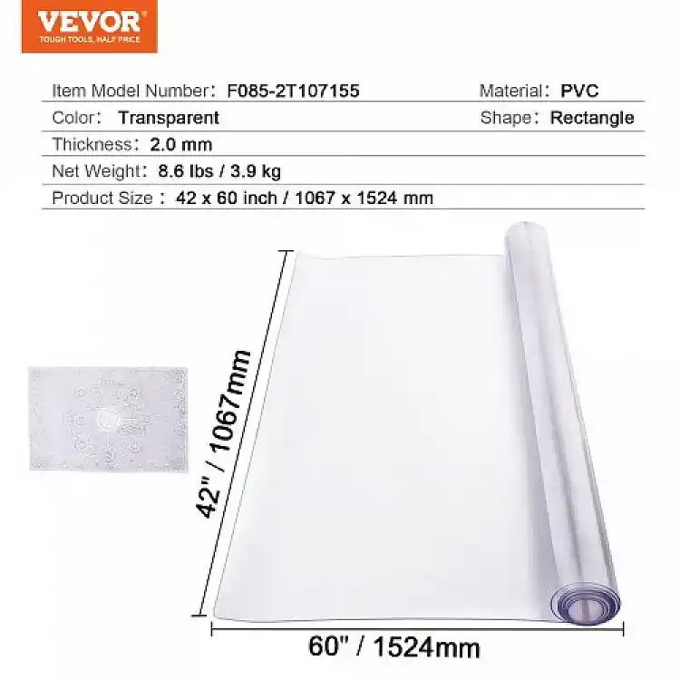 Διαφανές Προστατευτικό Τραπεζιού VEVOR 42x60 εκ. 2.0mm  ZFXPVCZB42X6Q83CQV0