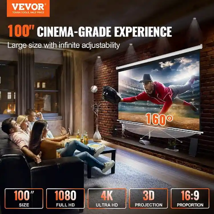 Οθόνη Προβολής VEVOR 100" 16:9 4K HD Αναδιπλούμενη  TYPM20SDSJ106BD6YV0