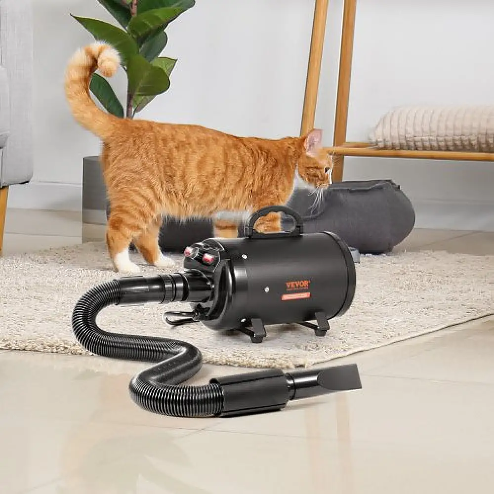 VEVOR Στεγνωτήρας Σκύλου 2000W, Ρυθμιζόμενη Ταχύτητα & Θερμοκρασία, 4 Ακροφύσια, Μαύρο  CWHGJSTS3640MLI0VV2