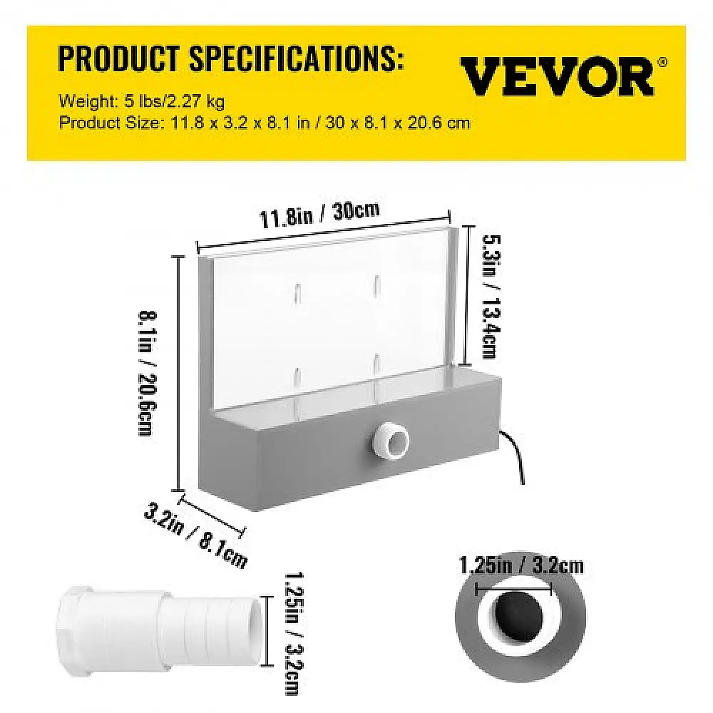 VEVOR Καταρράκτης Πισίνας με LED Φωτισμό 30x8x20cm, Ακρυλικός Καταρράκτης για Κήπο, Πισίνα, Πλατείες  SLPBPQAW300LG0001V2