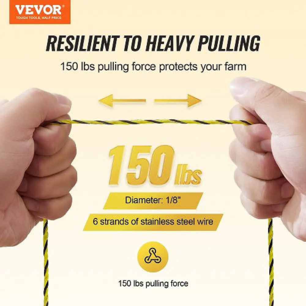 VEVOR 3366Ft 1026M Ηλεκτρικό Σύρμα Περίφραξης Πολυσύρμα για Άλογα και Ζώα  WLDXJSKJSK333Z33CY3