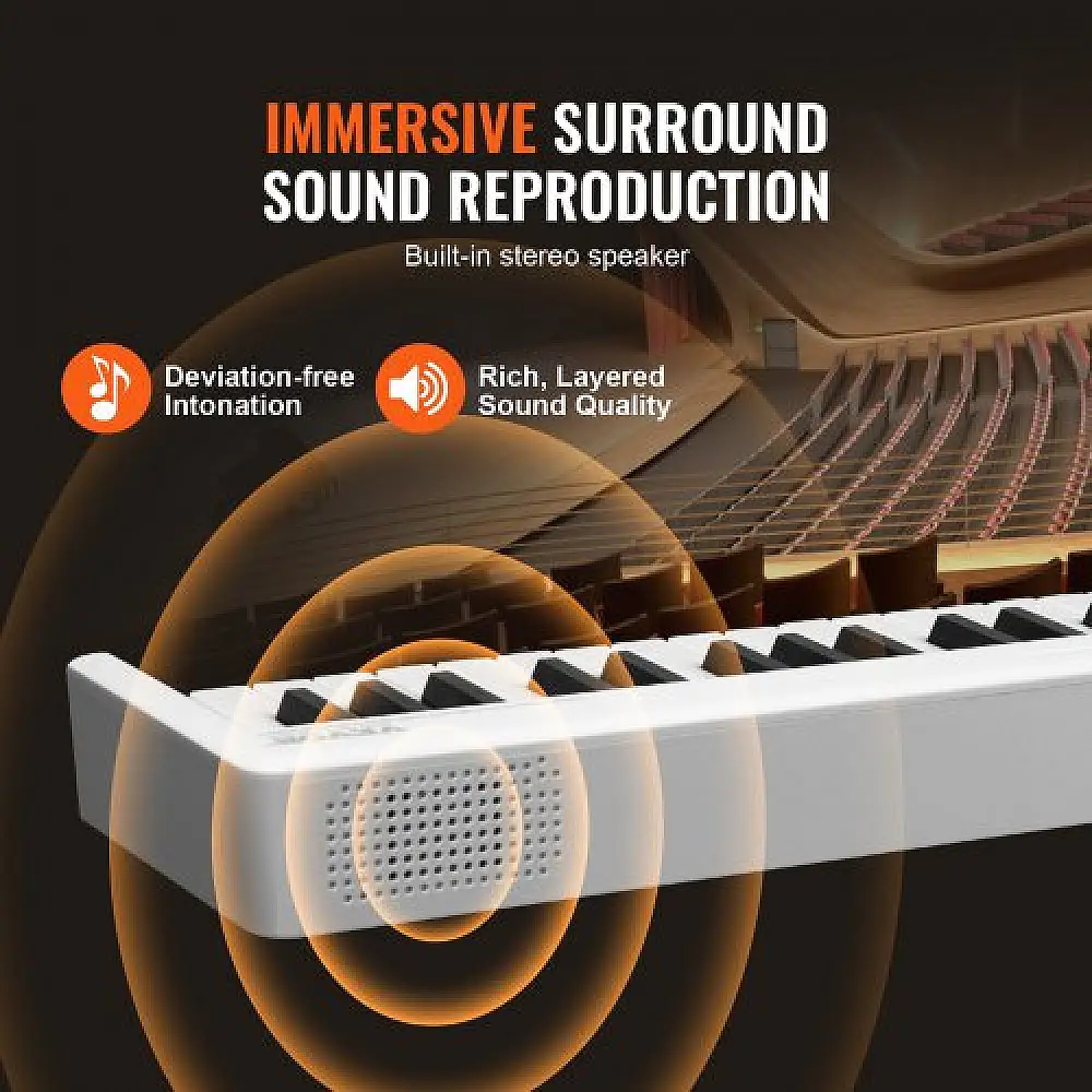 Φορητό Πιάνο 61 Πλήκτρων VEVOR με Bluetooth MIDI Λευκό  ZDSMGQ61JBSW9CBHXV9