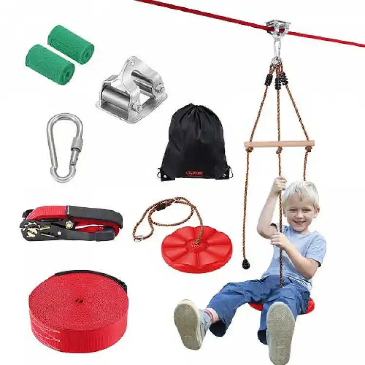 Σετ Zipline VEVOR 65 ft για Παιδιά & Ενήλικες, έως 500 lb, με Ζώνη Ασφαλείας, Κάθισμα & Χειρολαβή  SSHSTJ65YCNL00VV5V0