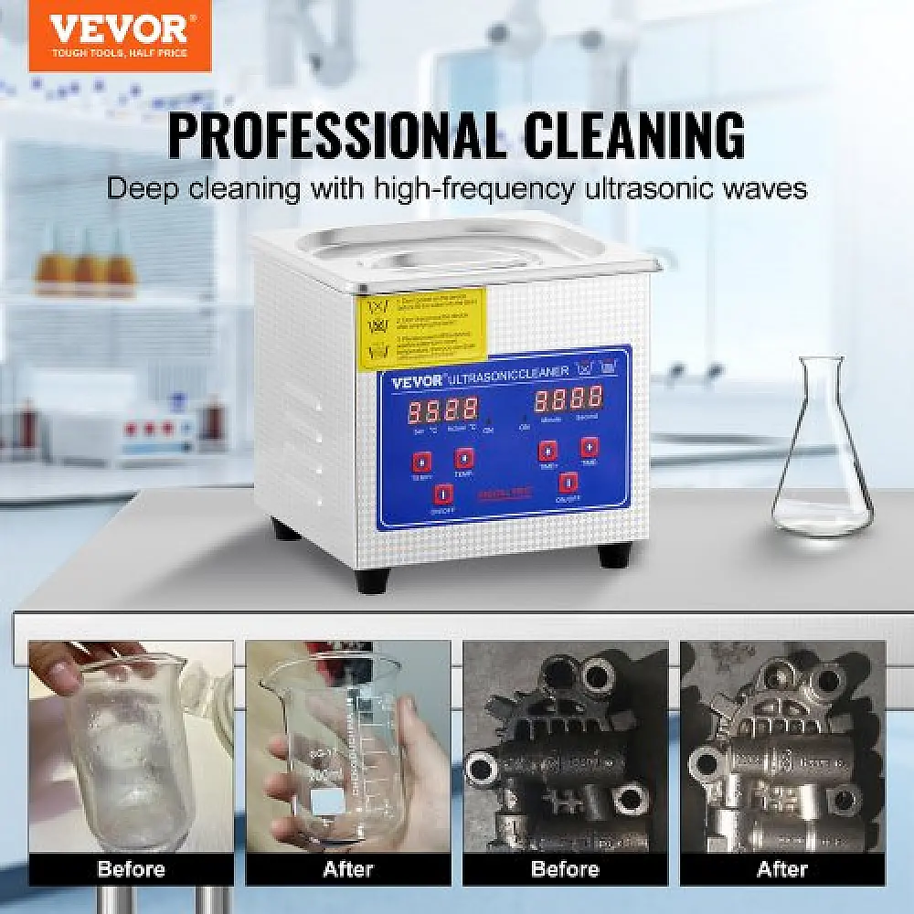 VEVOR 1.3L Υπερηχητικό Καθαριστικό με Ψηφιακό Χρονοδιακόπτη για Κοσμήματα  JPS-08ACSBQXJ0001V2
