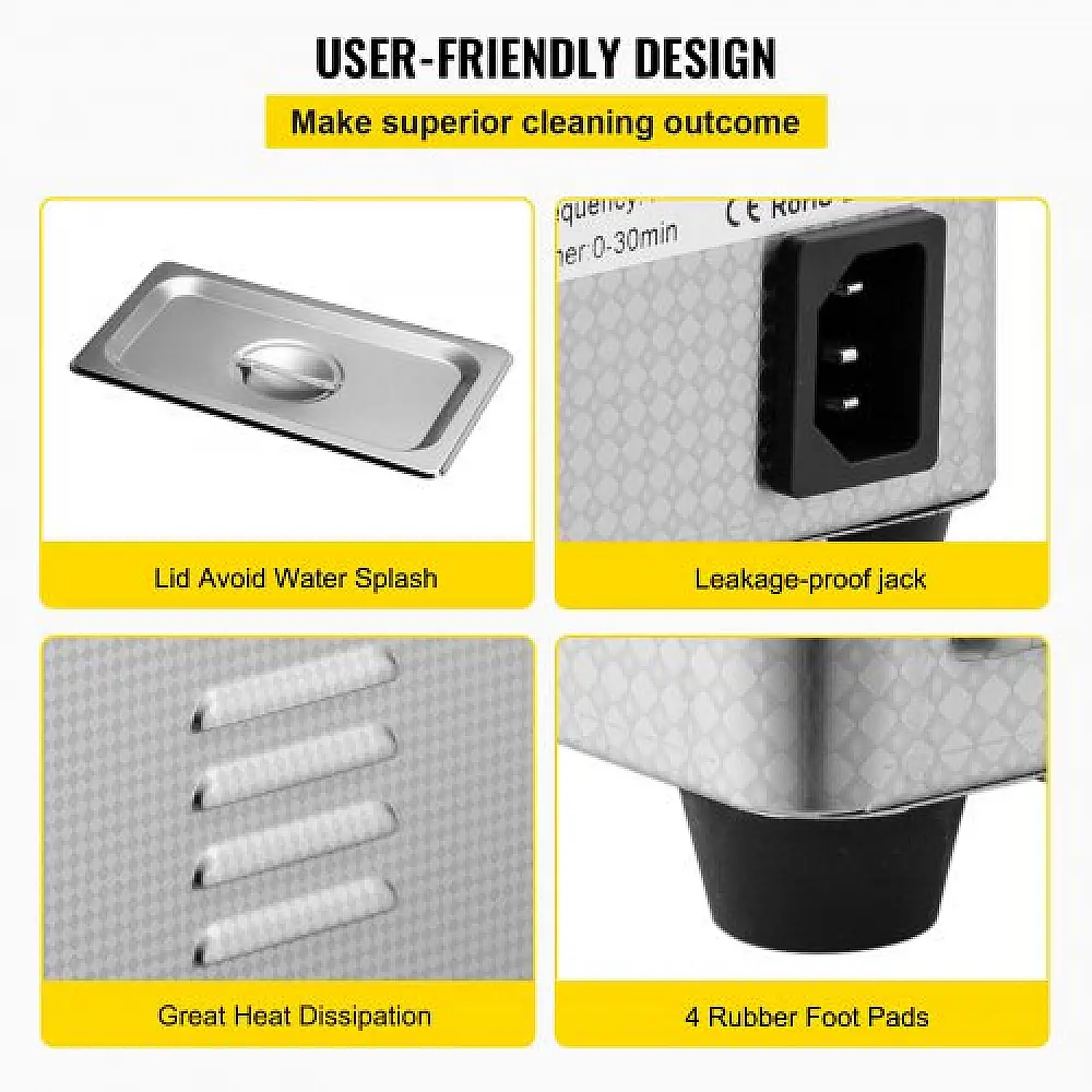 VEVOR 0.8L Υπερηχητικός Καθαριστής για Κοσμήματα και Γυαλιά 35W Ανοξείδωτος για Επαγγελματική και Οικιακή Χρήση  QXJ0.8LCSB0000001V2