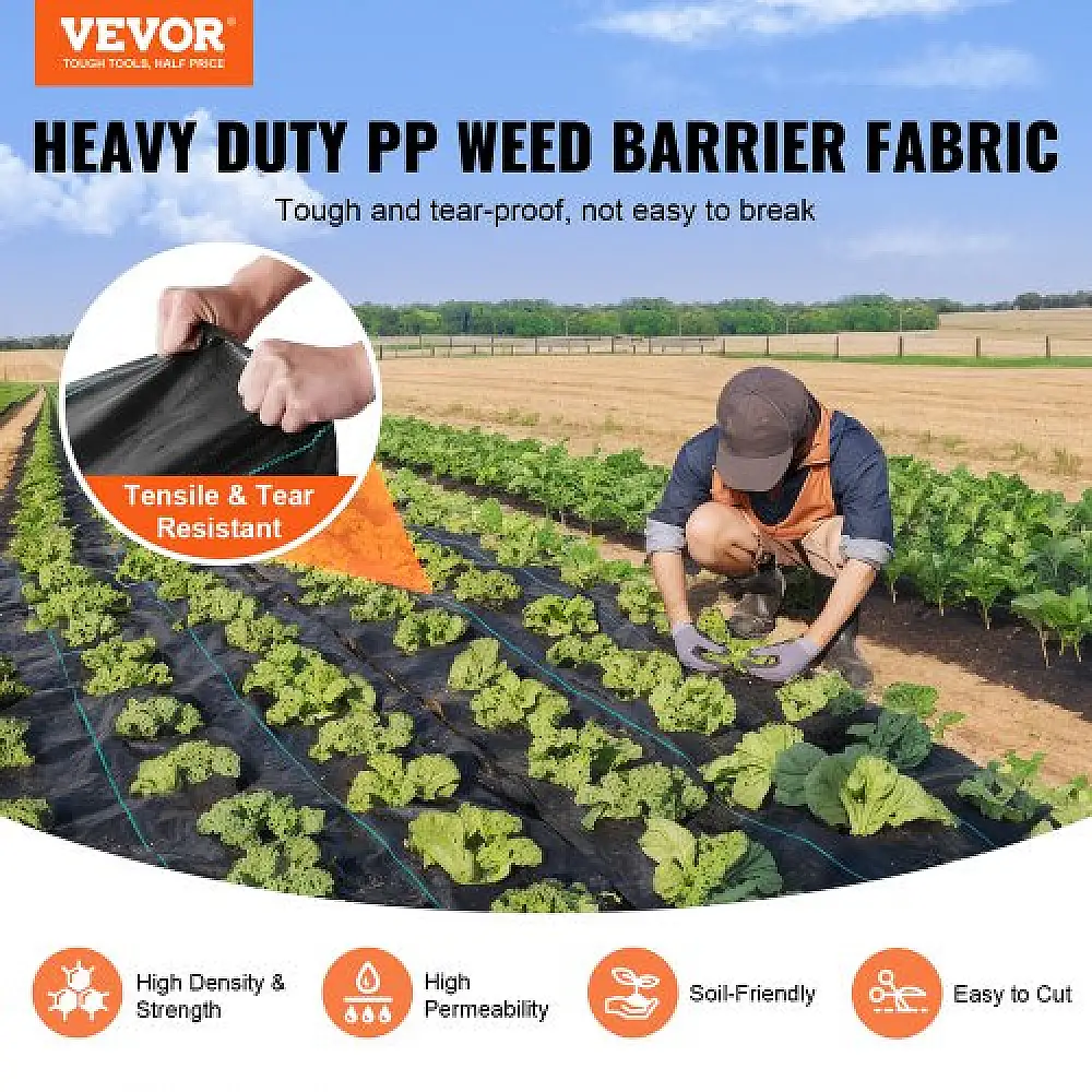 VEVOR Υφασμάτινο Φράγμα Ζιζανίων 4x250FT, 5OZ Υφαντό Γεωύφασμα για Κήπο και Διάδρομο  JBXBZ4250FT5TV2E2V0