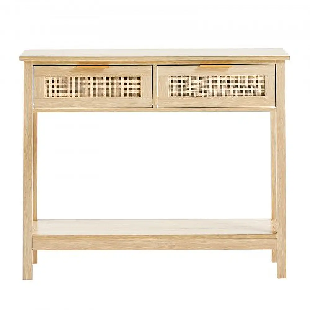 Τραπέζι Κονσόλα VEVOR Rattan με 2 Συρτάρια και Συρόμενη Πόρτα Φυσικό  TBXGZ2CMSYGBWFU0TV0