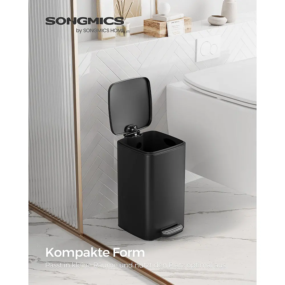 Κάδος Απορριμμάτων Μπάνιου SONGMICS 8L, Μαύρος 